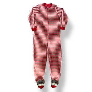 Nick & Nora Sock Monkey One Piece Front Zip Footed Pajamas PJs Size Adult M